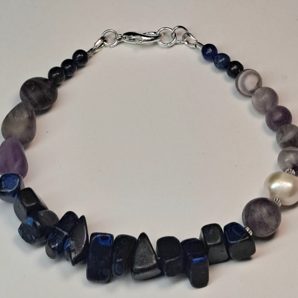 * INNER STRENGTH * CALMNESS * LAPIS LAZULI AMETHYST BRACELET - Picture 8 of 11